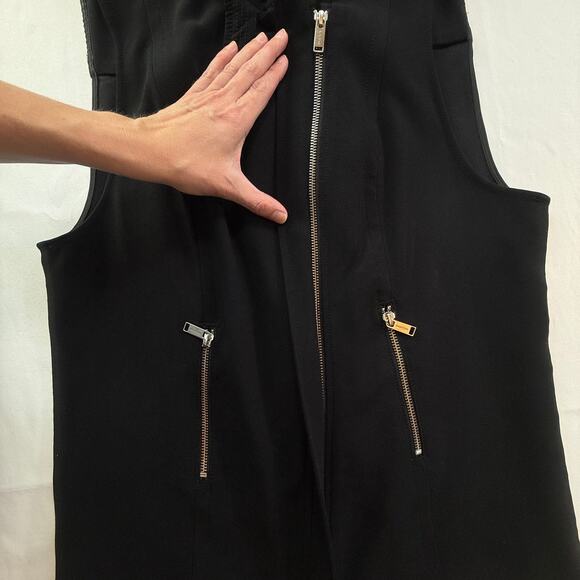 ARITZIA BABATON Redford Moto Vest Black Drapey Crepe Sleeveless Biker Vest SZ 6 - Picture 5 of 16